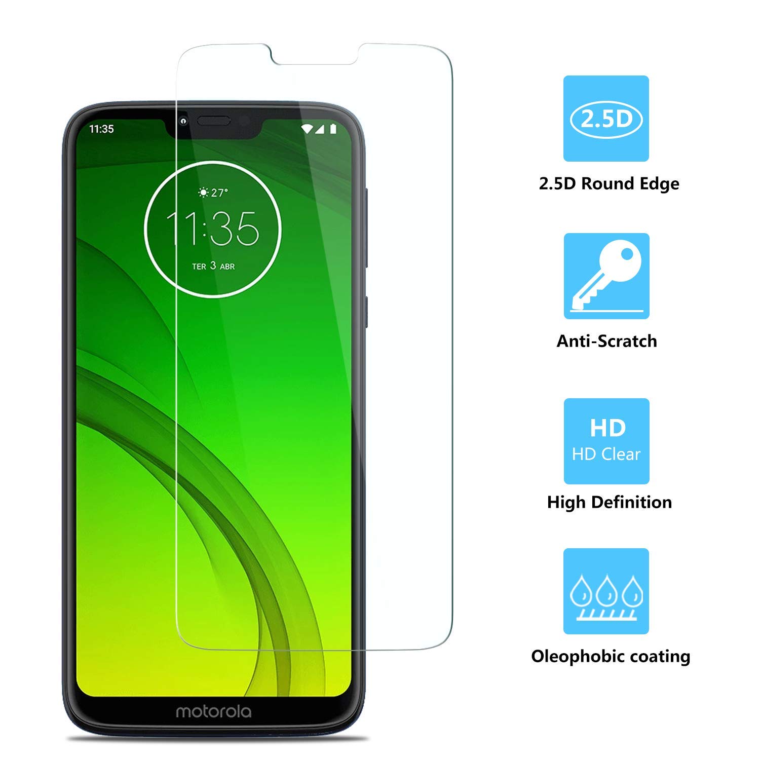 Moto G7 Power / G7 Supra / XT1955 Clear Tempered Glass Screen Protector (Clear)